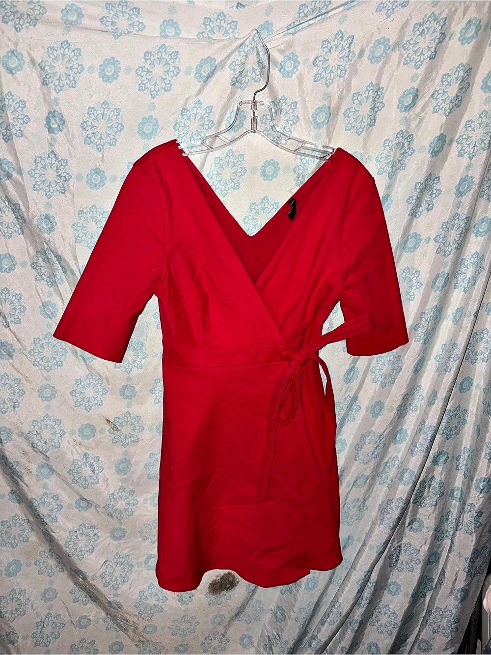 Zara Red Wrap Mini Dress Size Medium Like New
